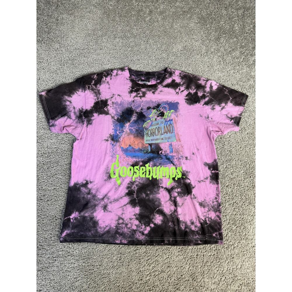 Goosebumps Shirt Mens L Purple Tie Dye Horrorland Graphic Crew Neck Tagless